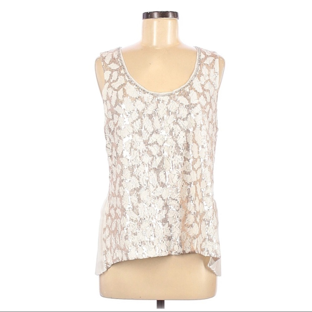 Anthropologie || sequined and pleated top